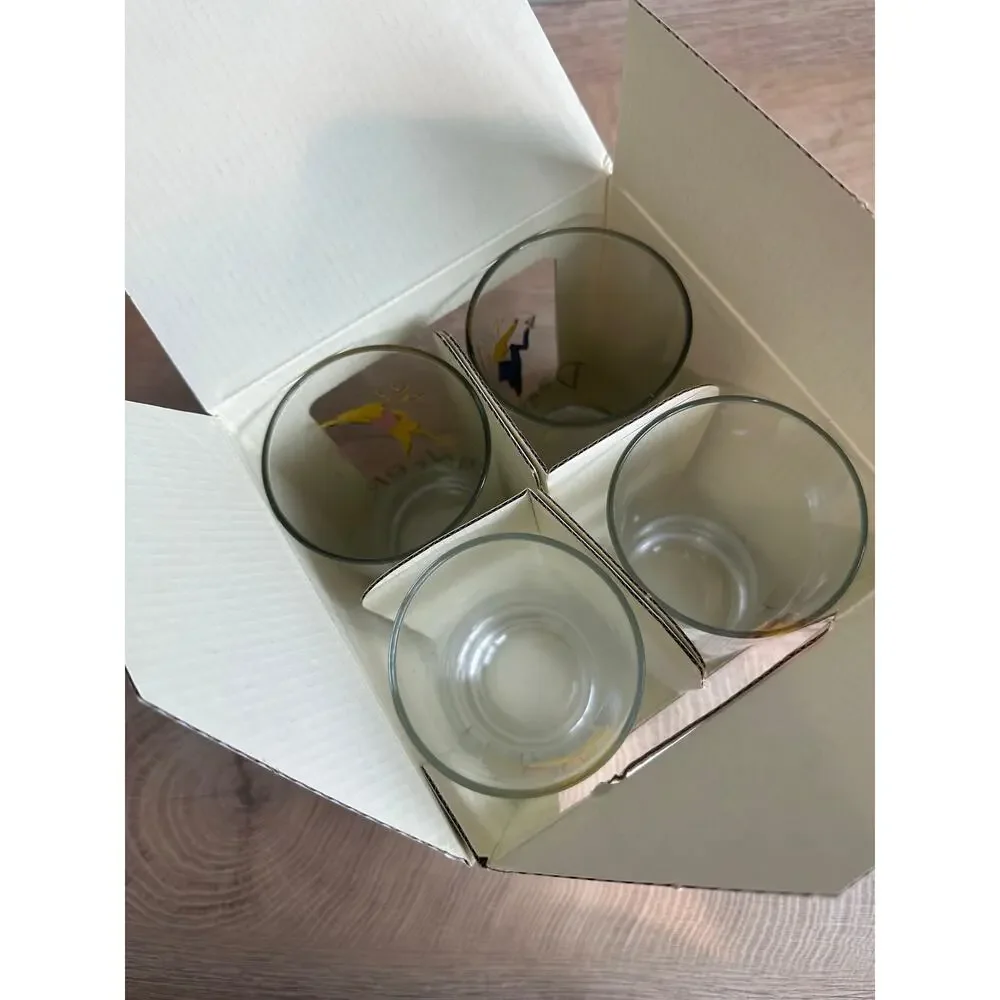 Pottery Barn Set of 4 Reindeer Tumbler Glasses Holiday Christmas Set A
